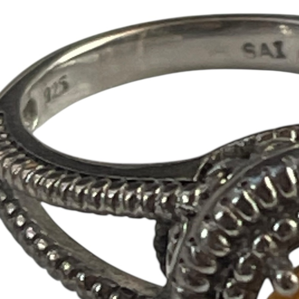 Signed Sai 925 Silver Open Back Multi Faceted Pro… - image 5